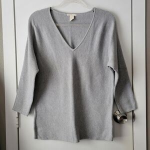 H&M basic v-neck ribbed gray sweater